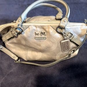 COACH MADISON Dotted “Bling C” Light Grey Satchel Bag h1093-15935